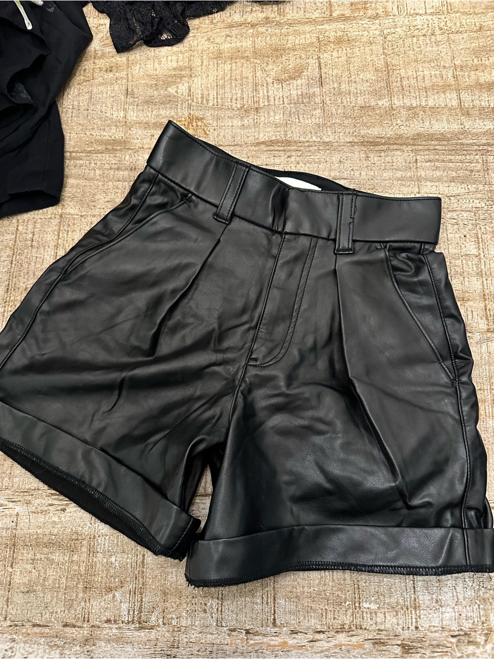 Abercrombie leather high waisted shorts